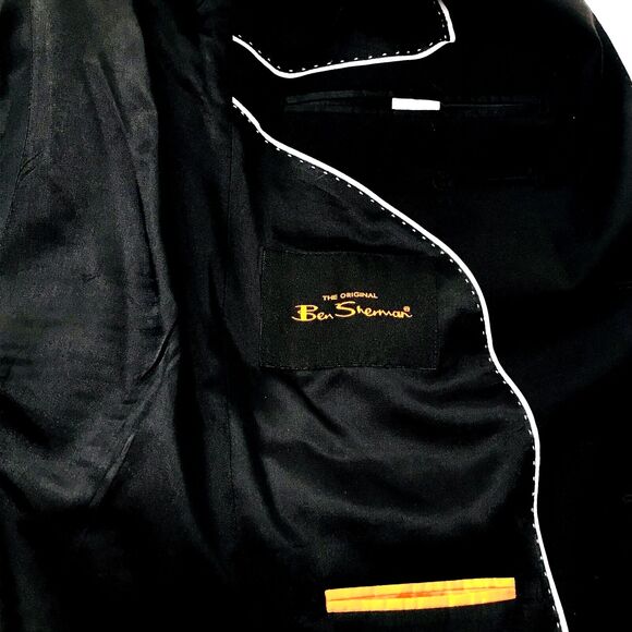 Ben Sherman Blazer BLACK Wool Ticket Pocket 2 Vent 40 Sport Coat Preppy Career - Picture 11 of 15